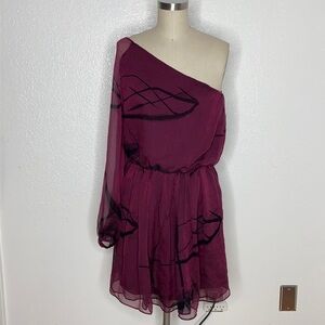 Alice Olivia party cocktail silk one shoulder 6